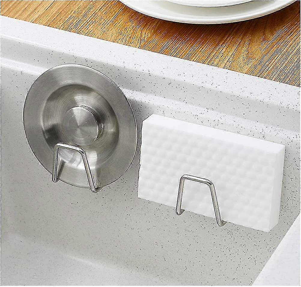 JchEnye 4 Piece Kitchen Sink Sponge Holder Set, Self-Adhesive Sink