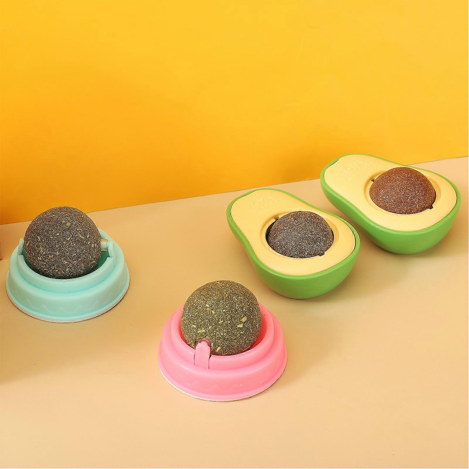 3pcs Rotatable Cat Treat Toy with Catnip Snack Licking Ball Kitten Pets Molar