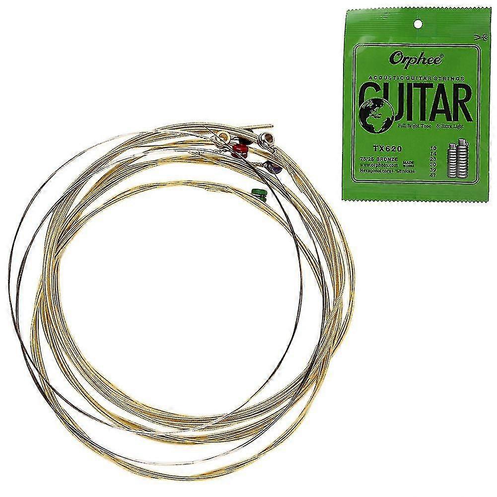 6pcs/set Acoustic Guitar String Hexagonal Core+8% Nickel Full, Bright Tone& Extra Light Extra Ligh