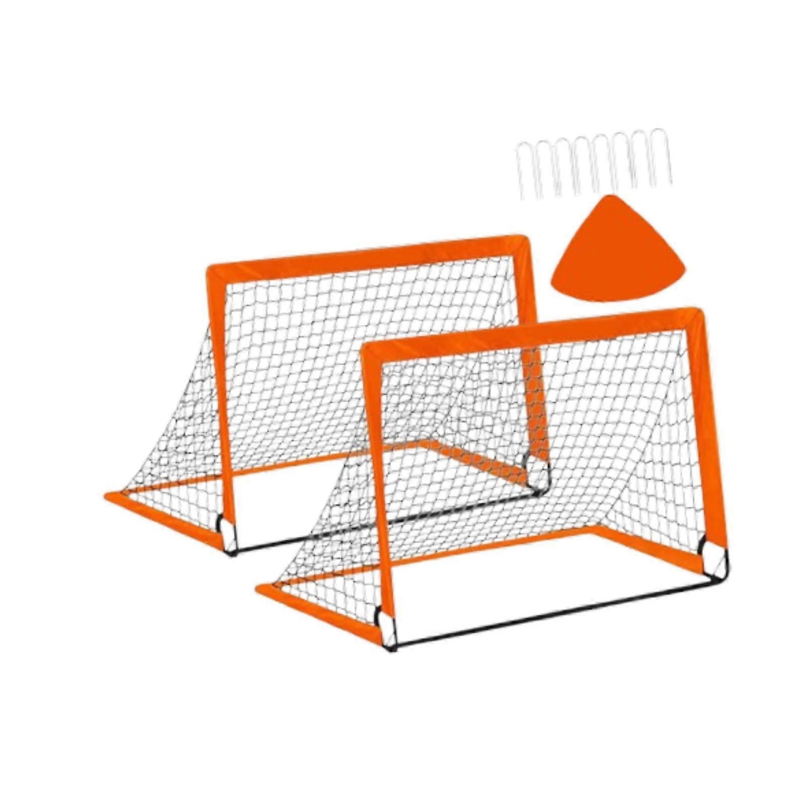裏庭の庭の屋外スポーツゲームオレンジのための子供サッカーゴールサッカーゴールポスト