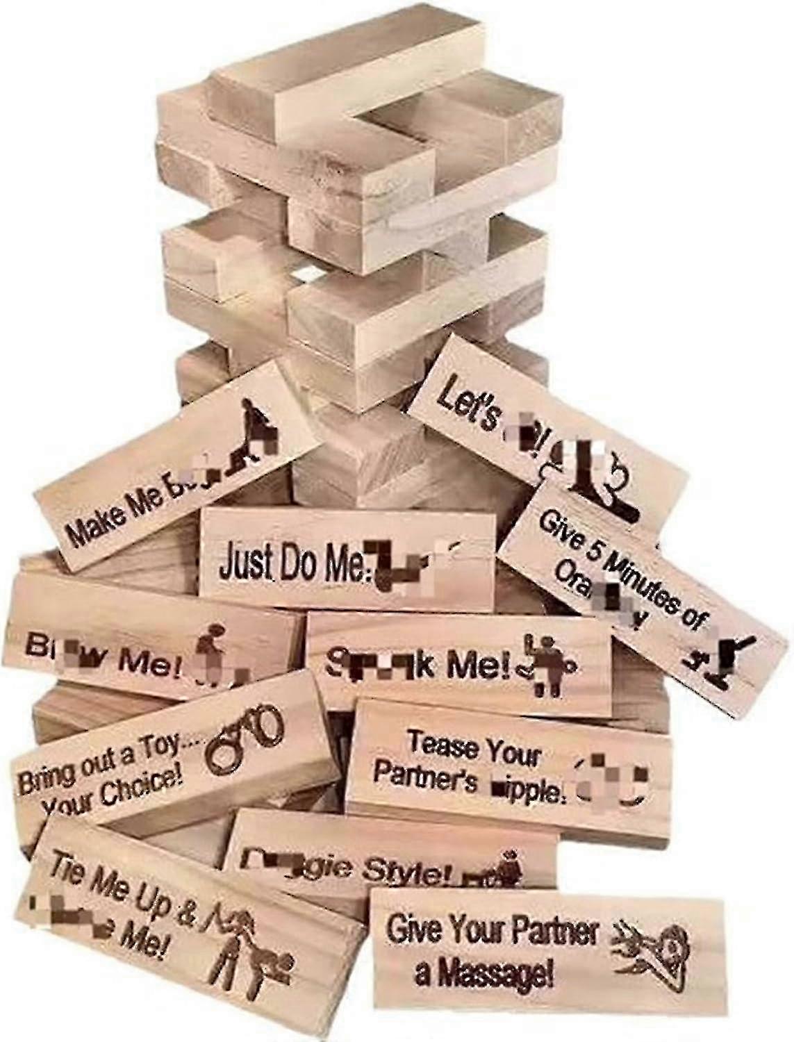 48pcs Super Naughty Block Tower Game Funny Couple Stacking Tower With Truth Or Dare Questions And Ch
