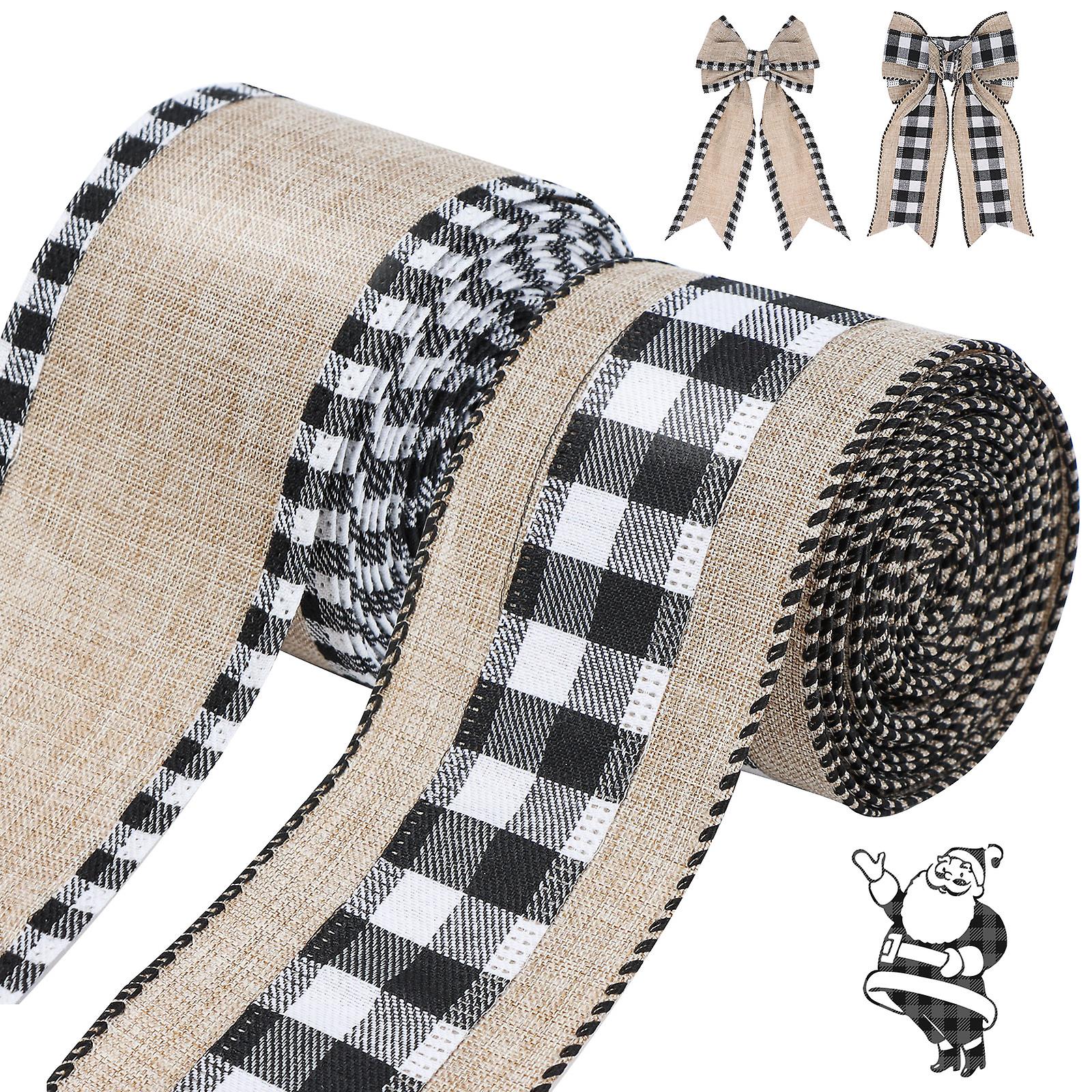 2 Rollos navidad Búfalo Cintas a cuadros Grosgrain Ribbons Bundle Navidad