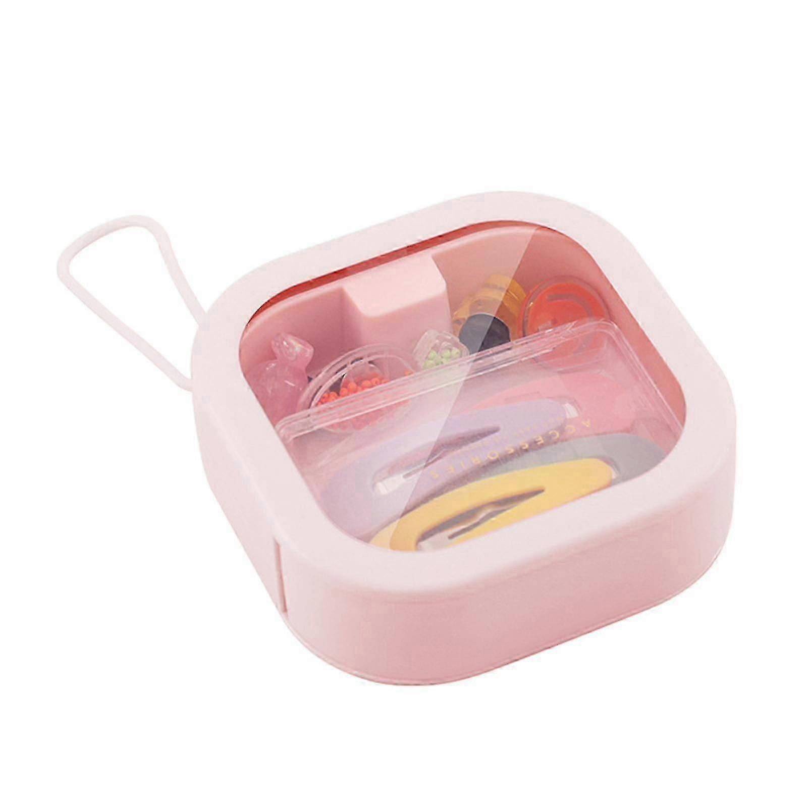 Multi-functional Desktop Storage Box Press-type Cotton Swab Hairpin Case With Clear Lid Zekai