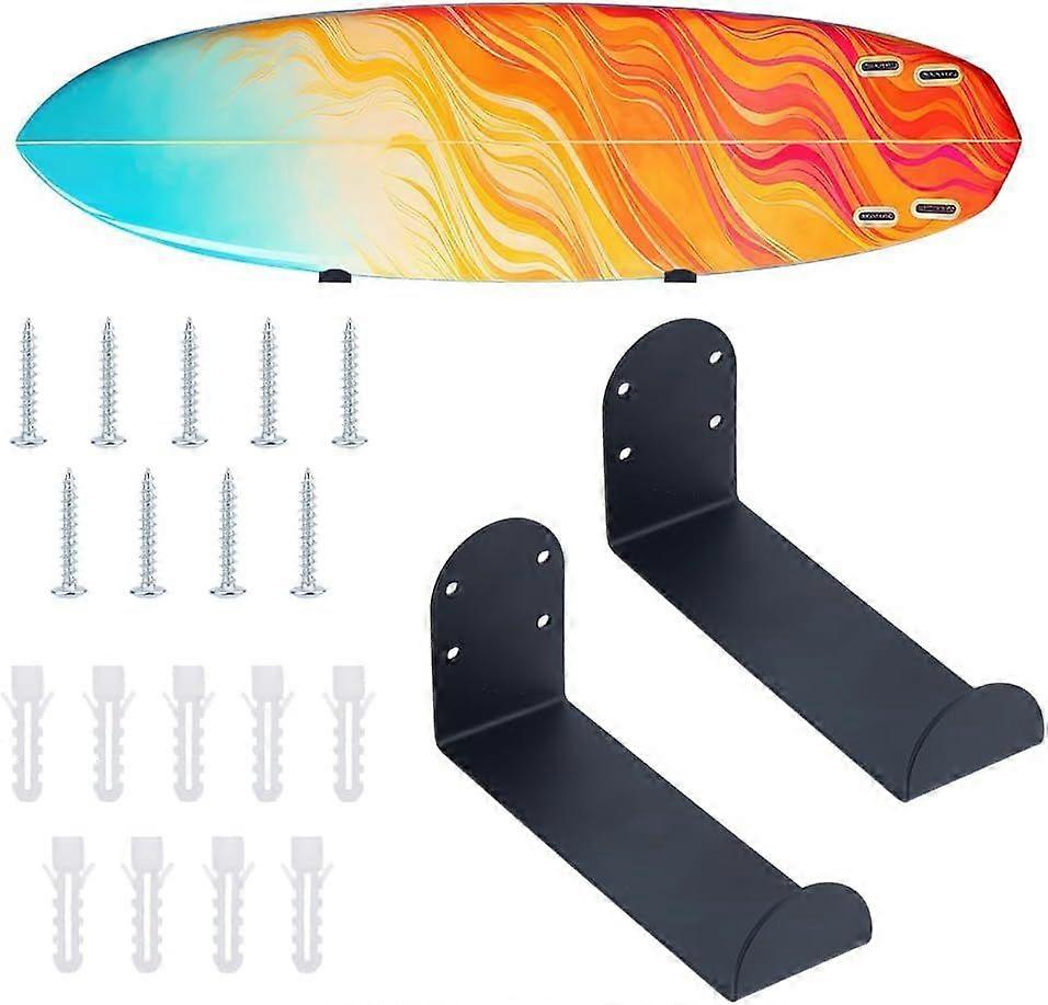 2 Sets Surfboard Wall Rack Surfboard Mount Display Carbon Steel Ski Storage Rack Black Ski Wall Mount Display Snowboard Storage Decorative Snowboard M
