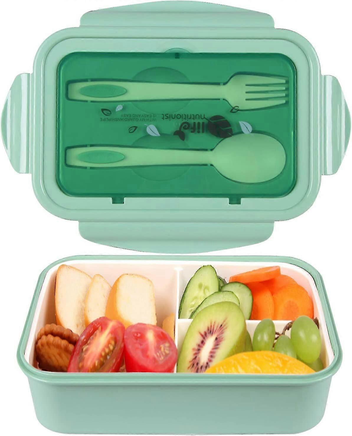 Lunch Box, Bento Boxes, Lunch Box, Leak Proof Lunch Boxes Kids And Adults, Bento Lunch Boxes With 3 Compartments And Cutlery
