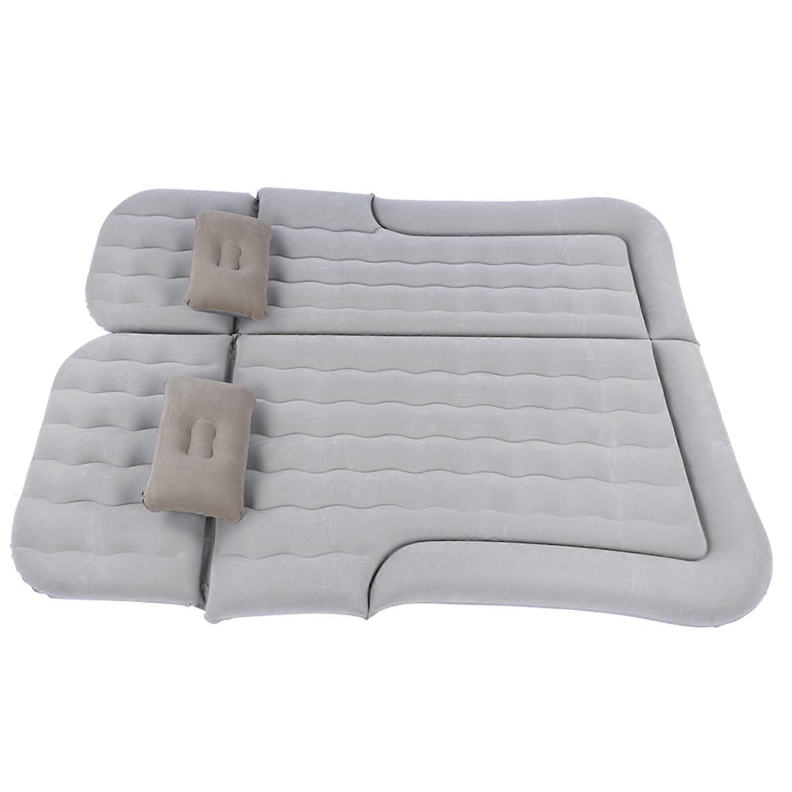 2‑In‑1 Multifunction Inflatable Travel Mattress PVC Flocking Soft Sleeping Rest Cushion for Car SUVGray 