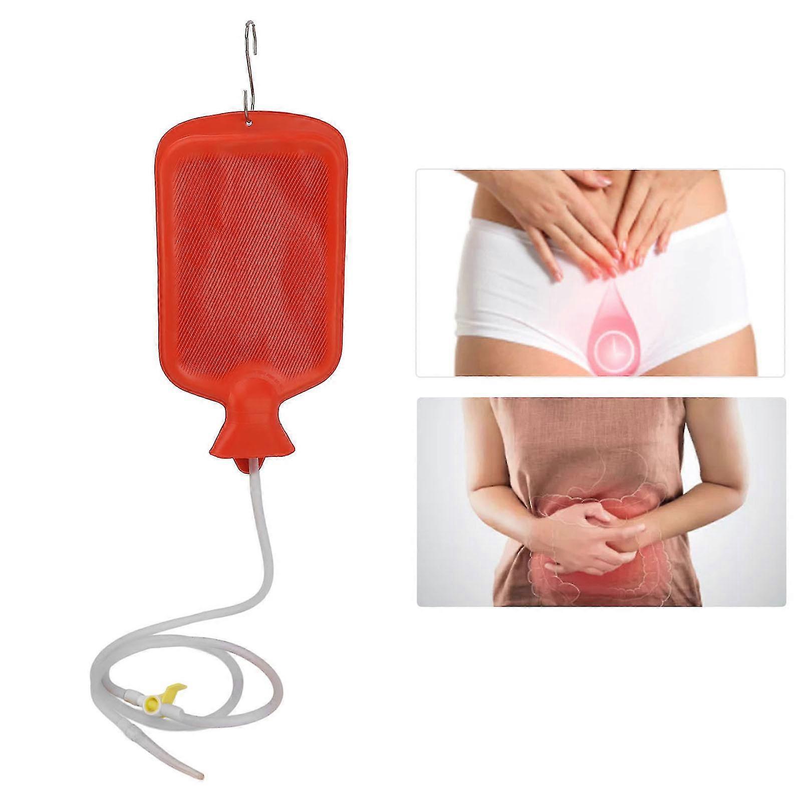 2L Enema Kit with Reusable Tips, Long Hose Enema Bag Controlled Water Flow for Colon Detox & Cleanse