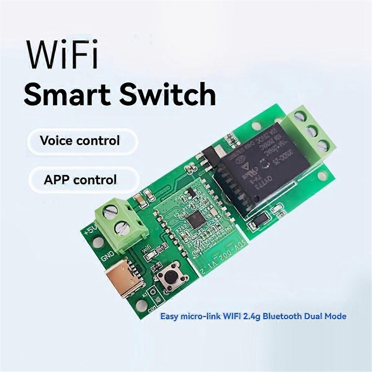 Smart USB-C DC 5V DIY Single Channel Bluetooth WIFI Inching Self-Locking Wireless Smart Home Relay