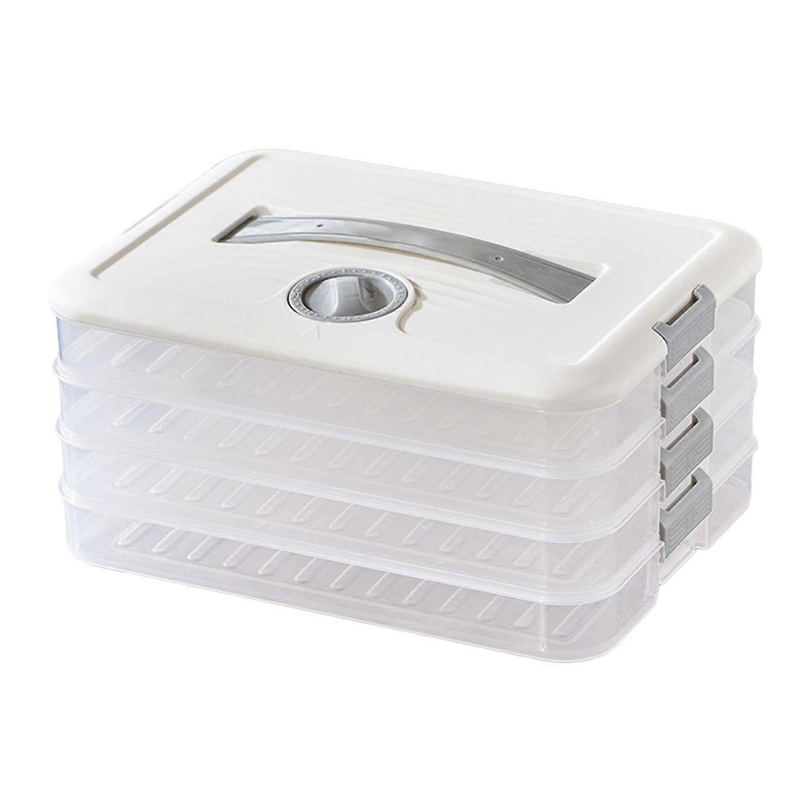 Kitchen Organizer Dumpling Box Food Storage Container Refrigerator Kitchen Storage Box Multi-Layer Lockable Container White