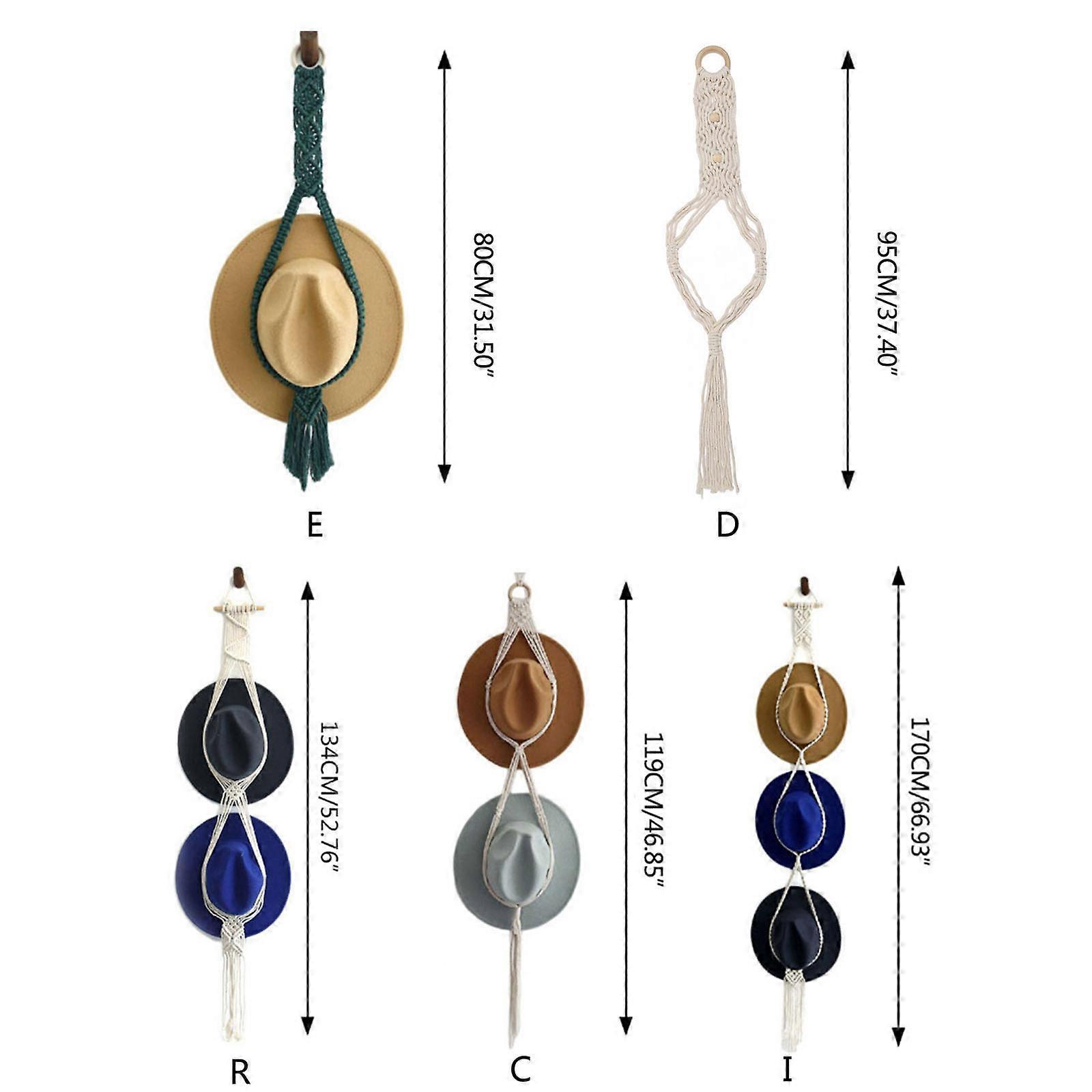Macrame Hat Κρεμάστρες Διοργανωτής καπέλων για Wall Hanging Hat Display Ύφανση Ταπετσαρία Διακόσμηση τοίχου για Wide Brim Cap