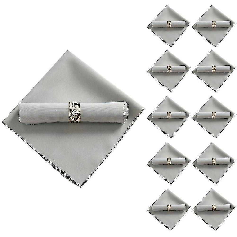 10pcs 48x48cm Polyester Cloth Napkins For Restaurant Wedding , Silver Gray