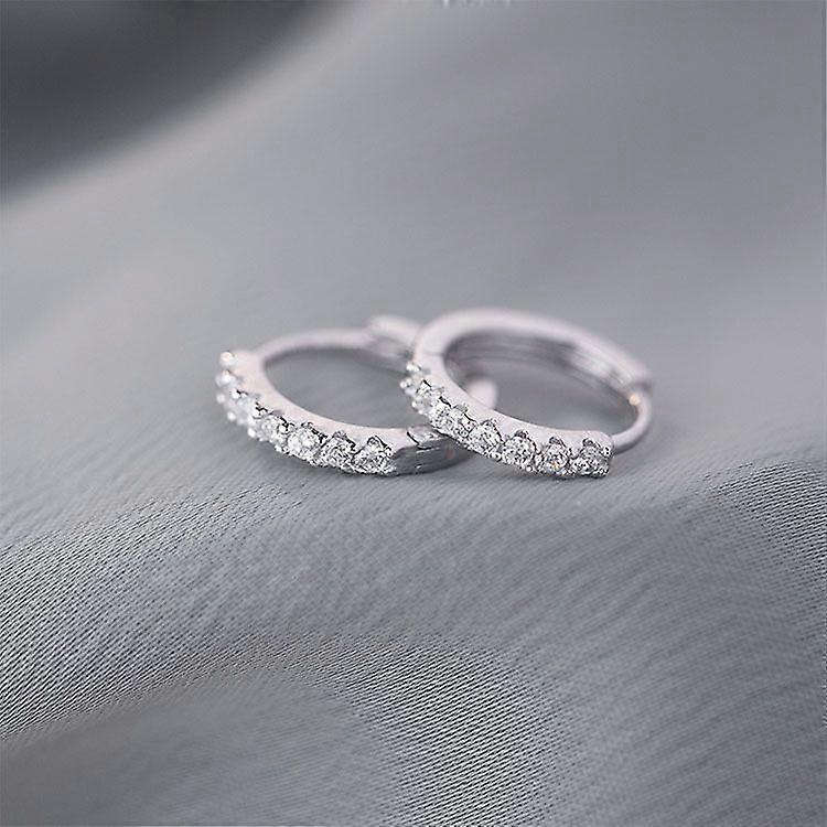 RAKOL Zirconia Double Ring Earrings for Men and Women Trendy Style Delicate Silver Color Small Huggies
