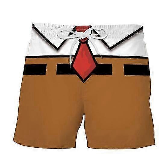 Men Beach Shorts Elastic Waist Adjustable Shorts Cartoon 3D Animation Print Drawstring Digital Printing Casual Sport Shorts