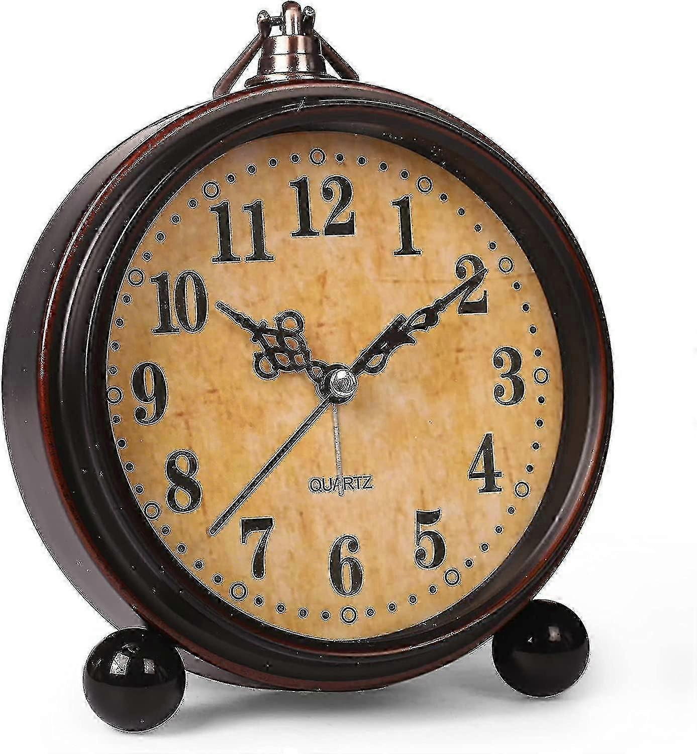 Battery Alarm Clock,night Light,vintage Hangable Super Silent Non Ticking Analog Table Clock For Bedroom Bedside, Desk,shelf