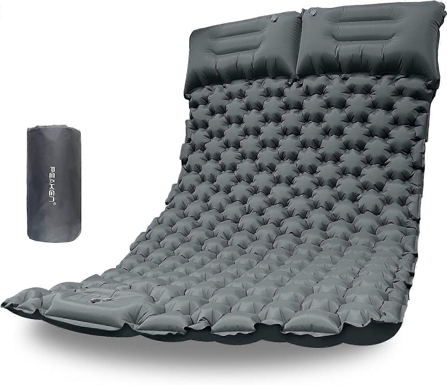 Double Camping Mat 10CM, Self-Inflating Mattress Portable Camping Mattress Double with Pillow for Camping Backpacking Hiking