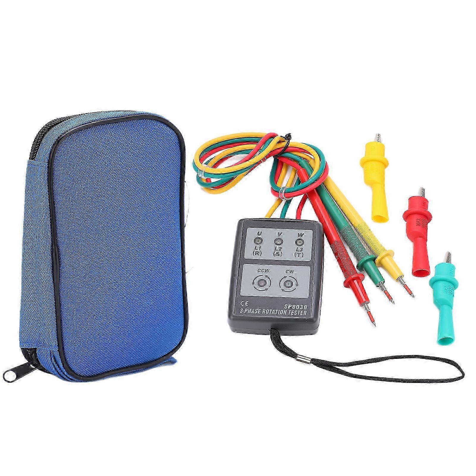 SP8030 3 Phase Sequence Rotation Meter Compact Handheld Battery Free Industrial Phase Rotation Tester