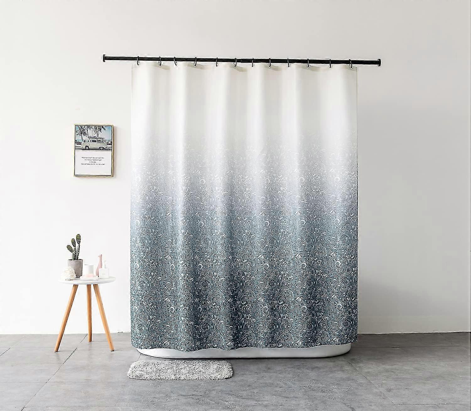 Duschvorhang aus Stoff mit 12 C-Ringen - Waschbar
