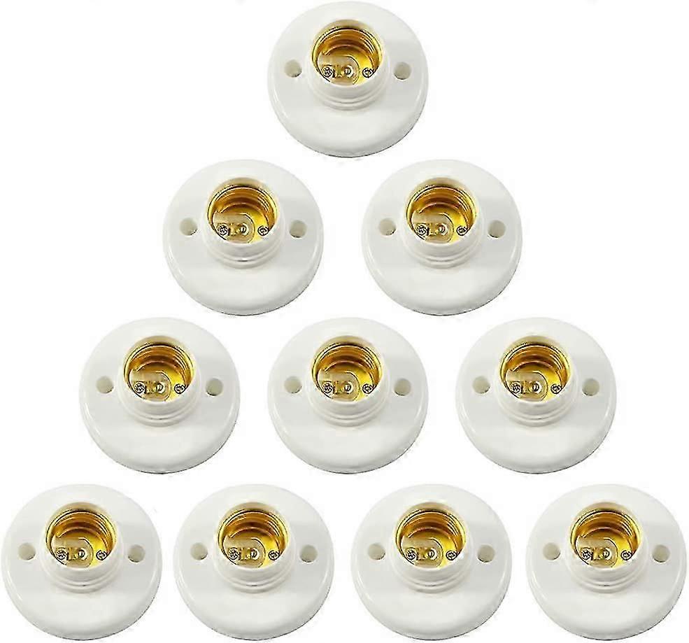 E27 Lamp Holder, Wall Screw Socket, LED Bulb Base Converter Adapter, for E27 Bulb Plastic Round Screw Socket 10PCS