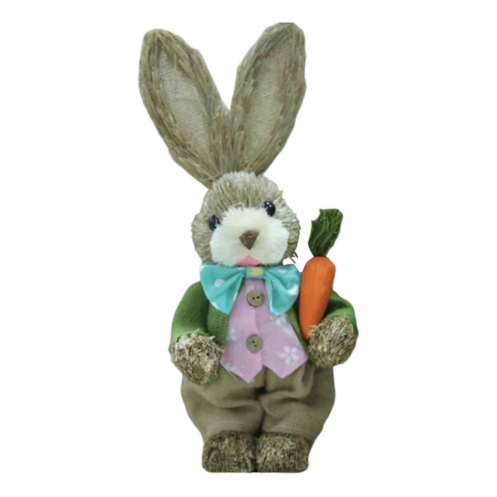 Standing Easter Bunny Figurine Doll Decor Height 13.8 inch Lovely Appearance for