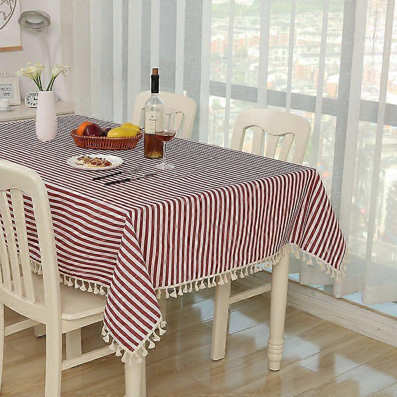 Linen Rectangle Tablecloth Tassel Rectangle Tablecloth Cover Party Wedding