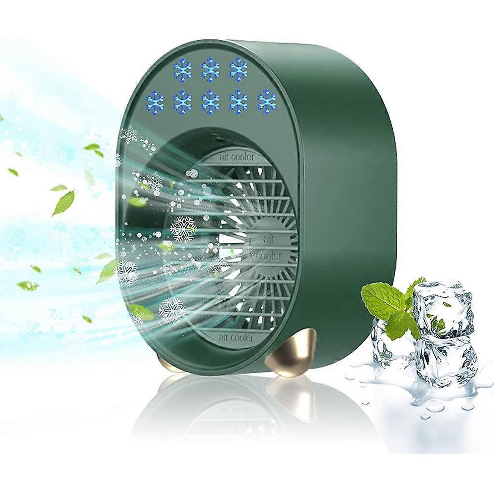 Air cooler with evaporative cooling, mini fan, air conditioning