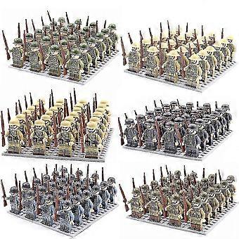 24 Stück Militärfiguren Bausteine Deutsch Sowjetunion US Frankreich Britische Soldaten Ziegel Spielzeug, Mini Action Figuren Puppe für Kinder Geburtstagsfeier Geschenke