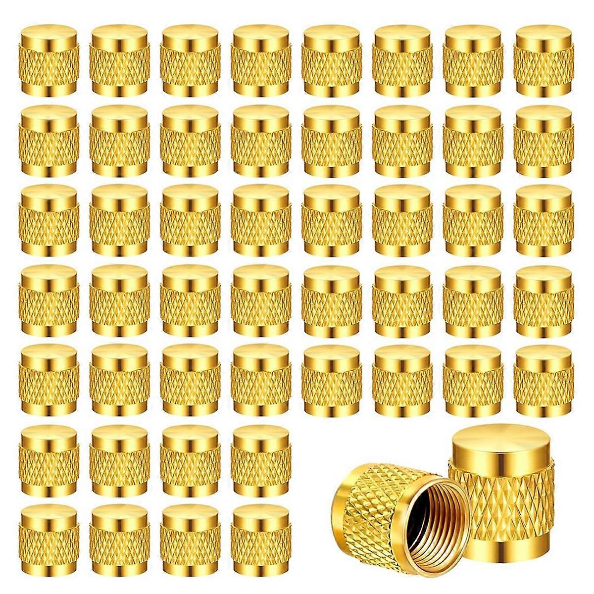 50 PC 1/4Inch ορειχάλκινο καπάκι φωτοβολίδων, στερεά καλύμματα ορείχαλκου με σφραγίδα δαχτυλιδιών νεοπρενίου O, βαλβίδα 1/4Inch SAE HVAC C
