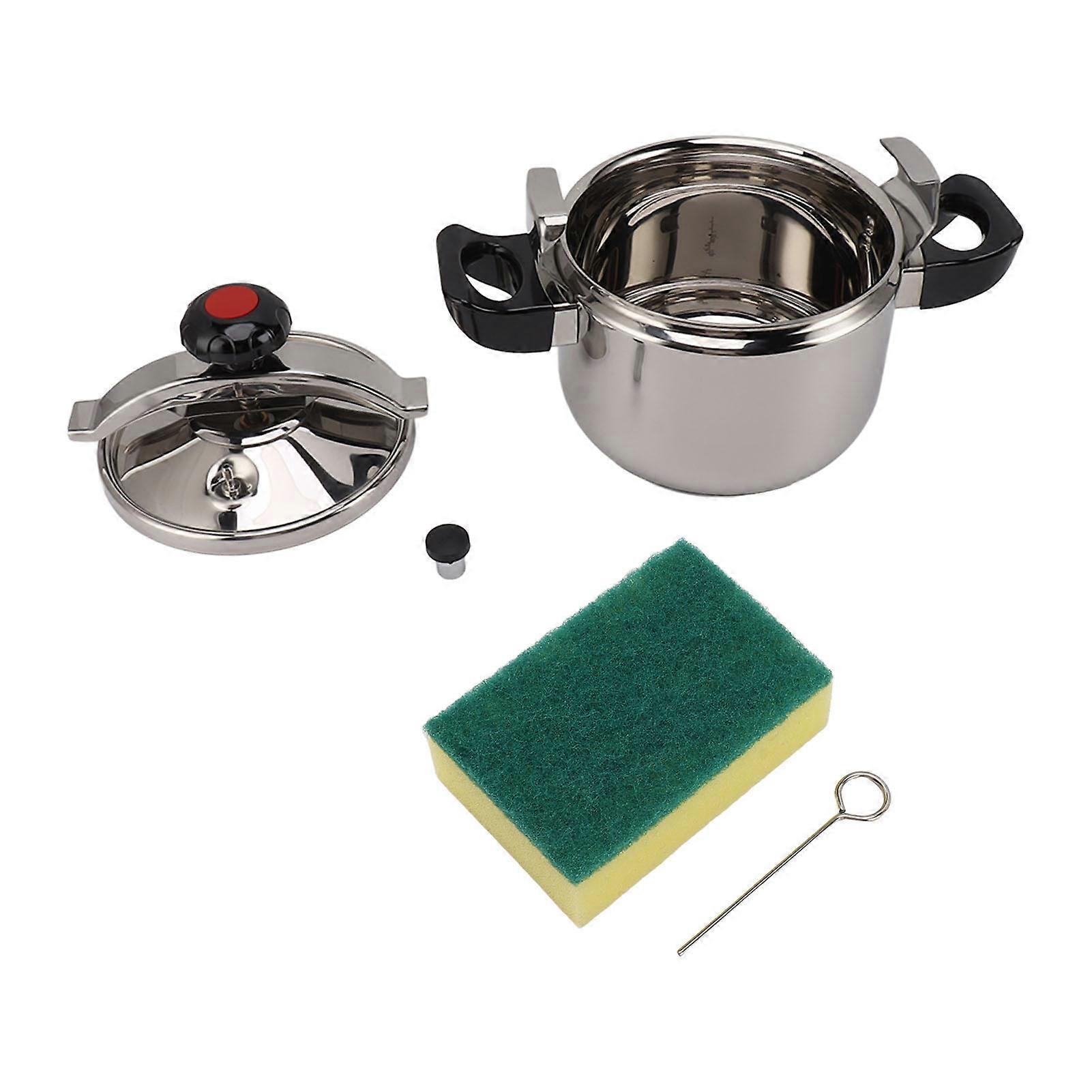 Household Stainless Steel Pressure Cooker Canner Explosion Proof Double Bottom Pressure Cooker for Gas Stoves Induction Stoves Shiny Style 7L 24CM