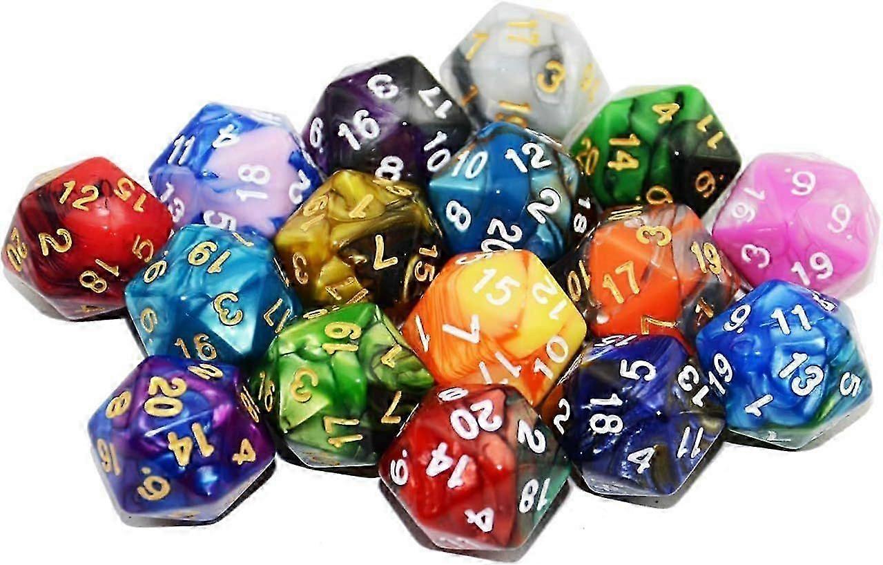 10-Pack Two-Tone D20 Dice - 20-Sided Polyhedral Dice Set