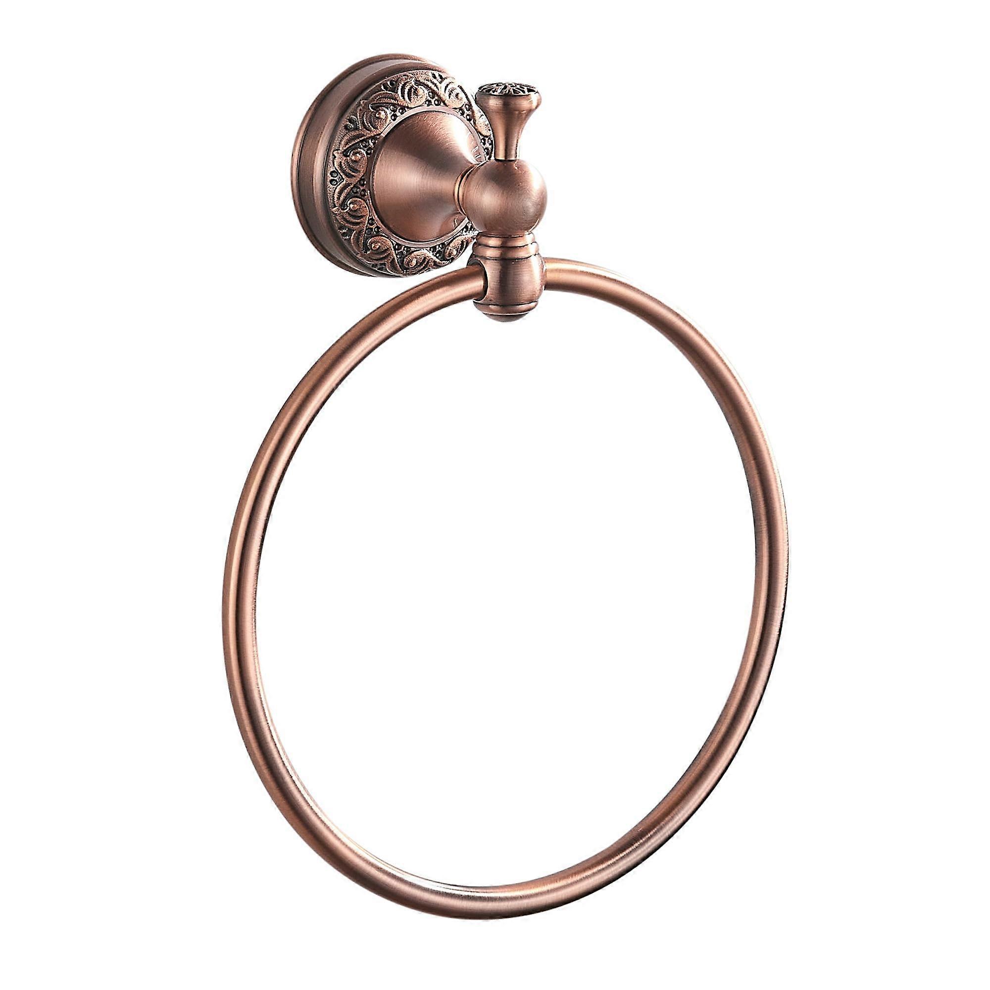 Red copper and black pattern engraved design bath towel ring for bathroom wall-mounted