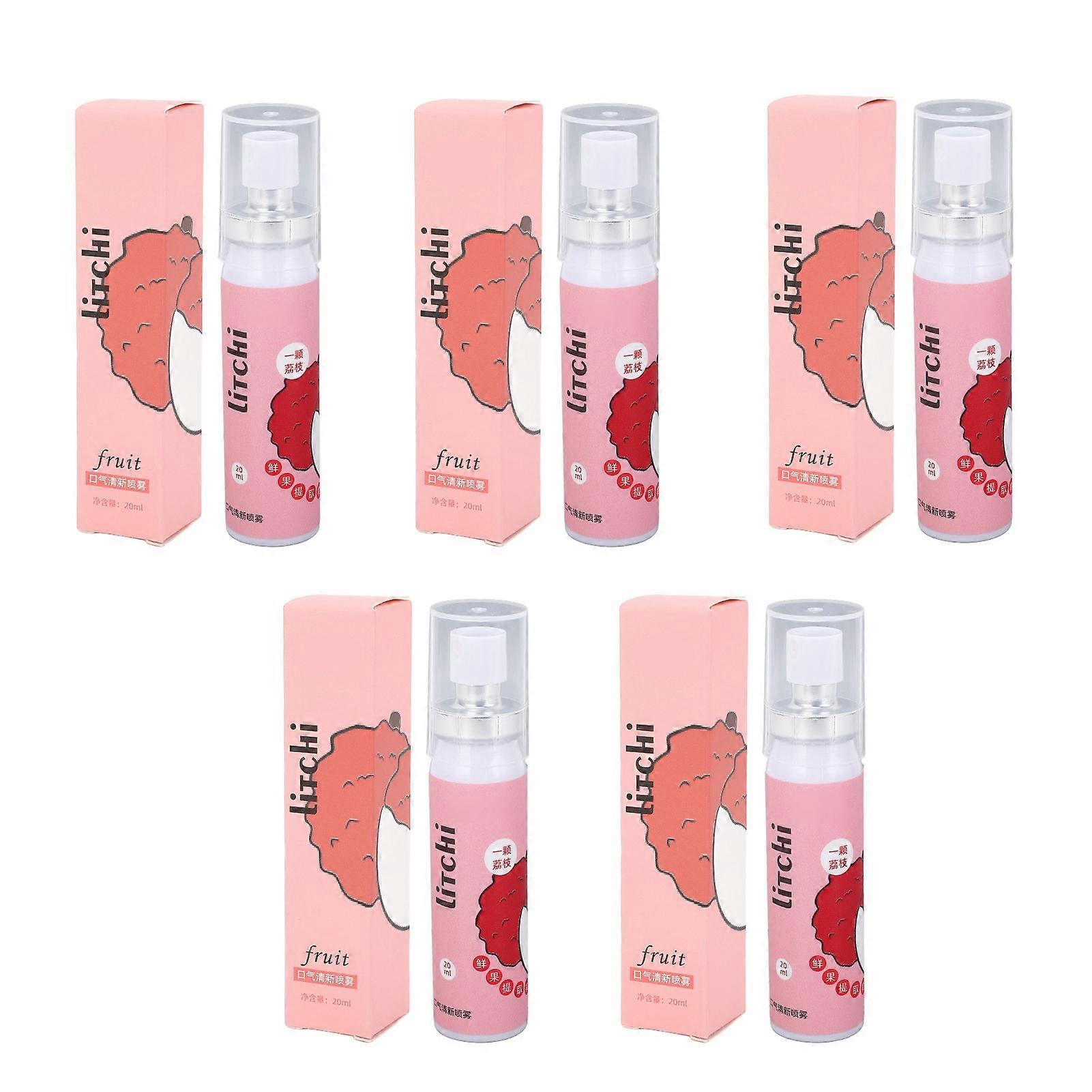 5PCS Bad Breath Oral Spray Lychee Flavored Portable 20ml Safe Non Irritating Oral Care Spray