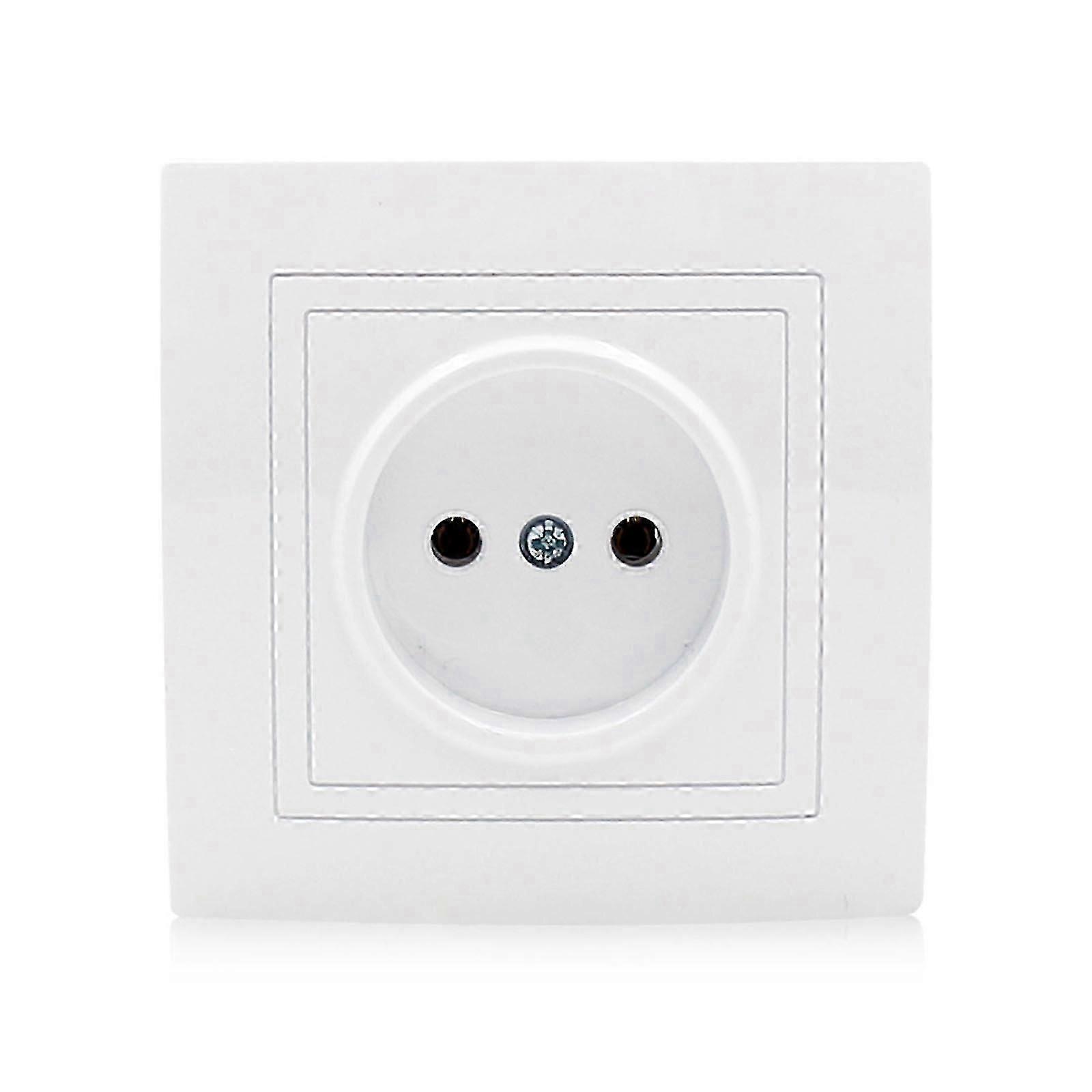 EU Round Hole Wall White Panel Socket Ungrounded Electrical Outlet 250V/16A
