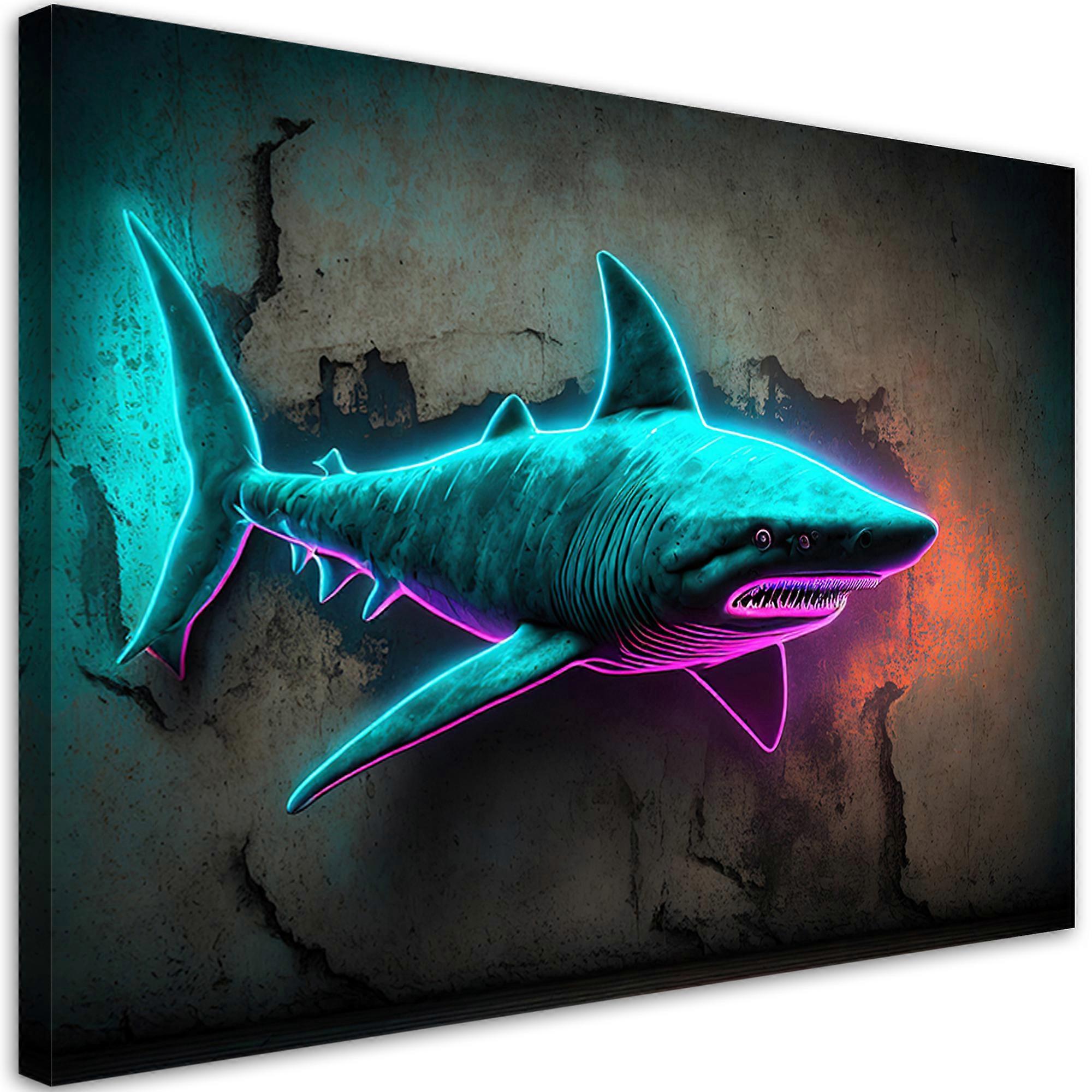 Pânză, Animale Delfin Neon - 90x60