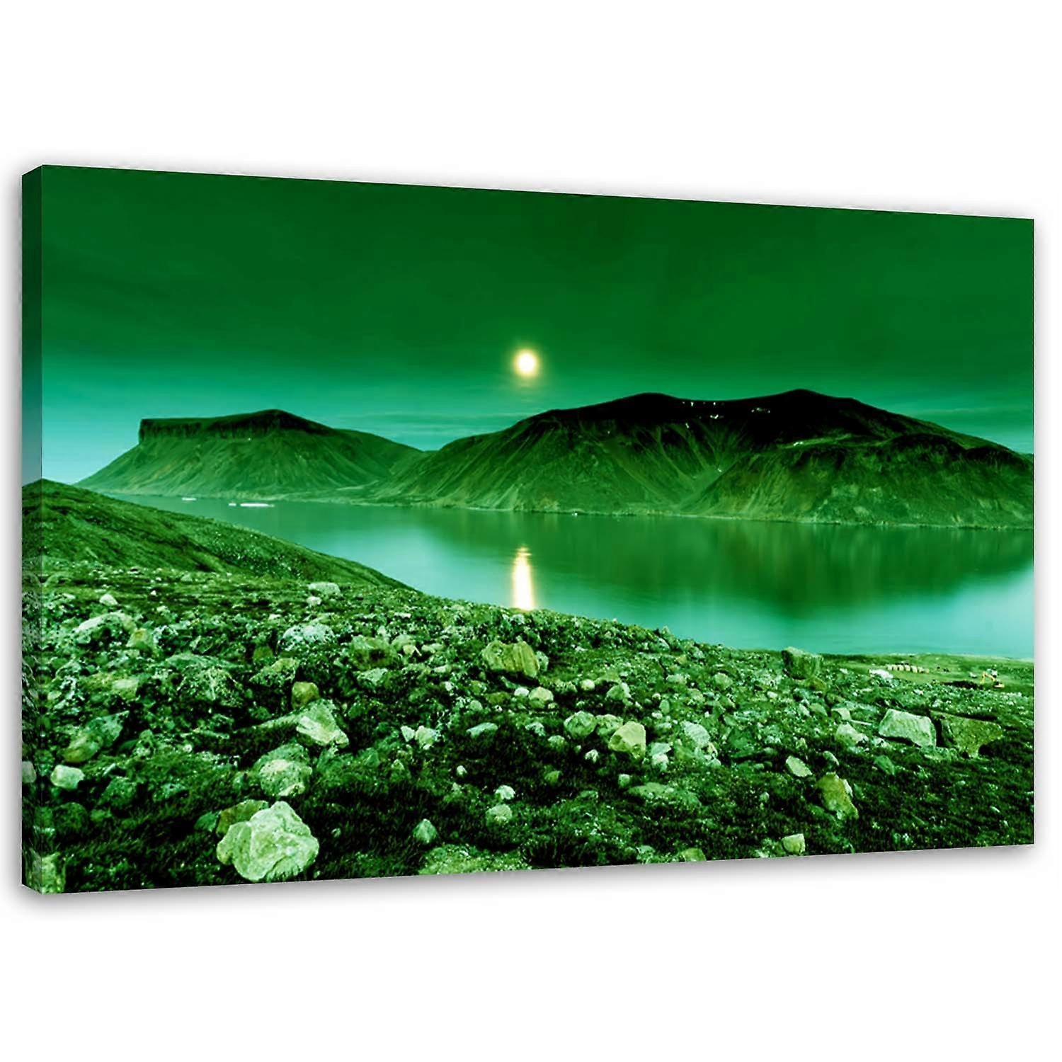 Leinwandbild, Grüne Berglandschaft - 120x80