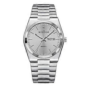 RUOLINDO GD303 Montre à quartz avec bracelet en acier gris argenté
