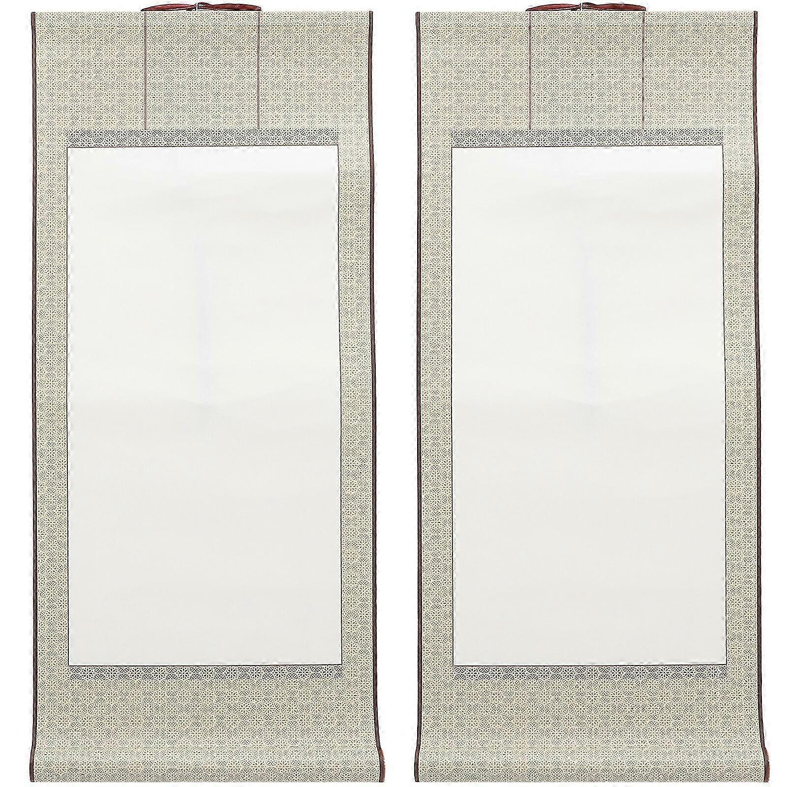 2pcs Blank Hanging Scroll Painting Scroll Chinese Rice Paper Scroll for Art Painting Writing