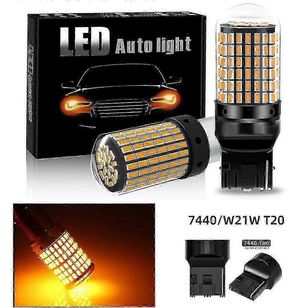 (משלוח חינם) מנורת איתות LED חסכונית באנרגיה 144 SMD - 7440 W21W 3157 למותגי רכב אירופאיים
