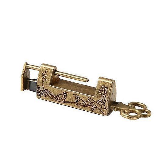Drawer Padlock Chinese Style Bird Flower Decor Horizontal Opening Zinc Anti Rust