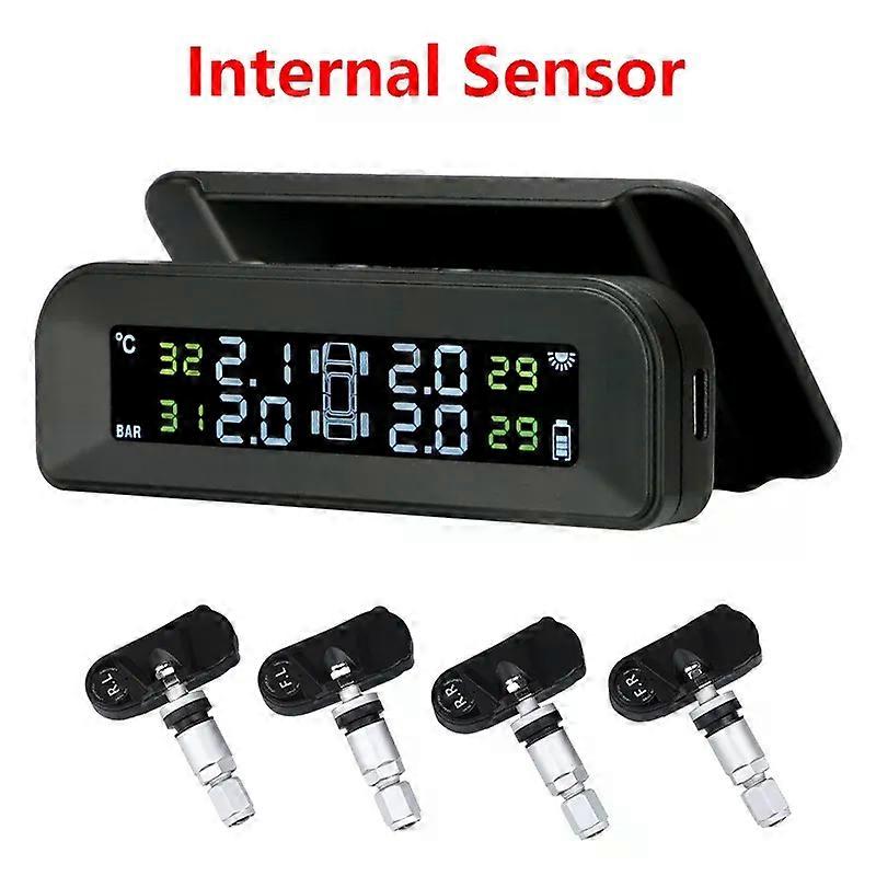 con Jansite Wireless TPMS Car Tire Pressure Alarm Monitor System Solar Power Charge Tire Gauge Real-time Display Attached to Glass