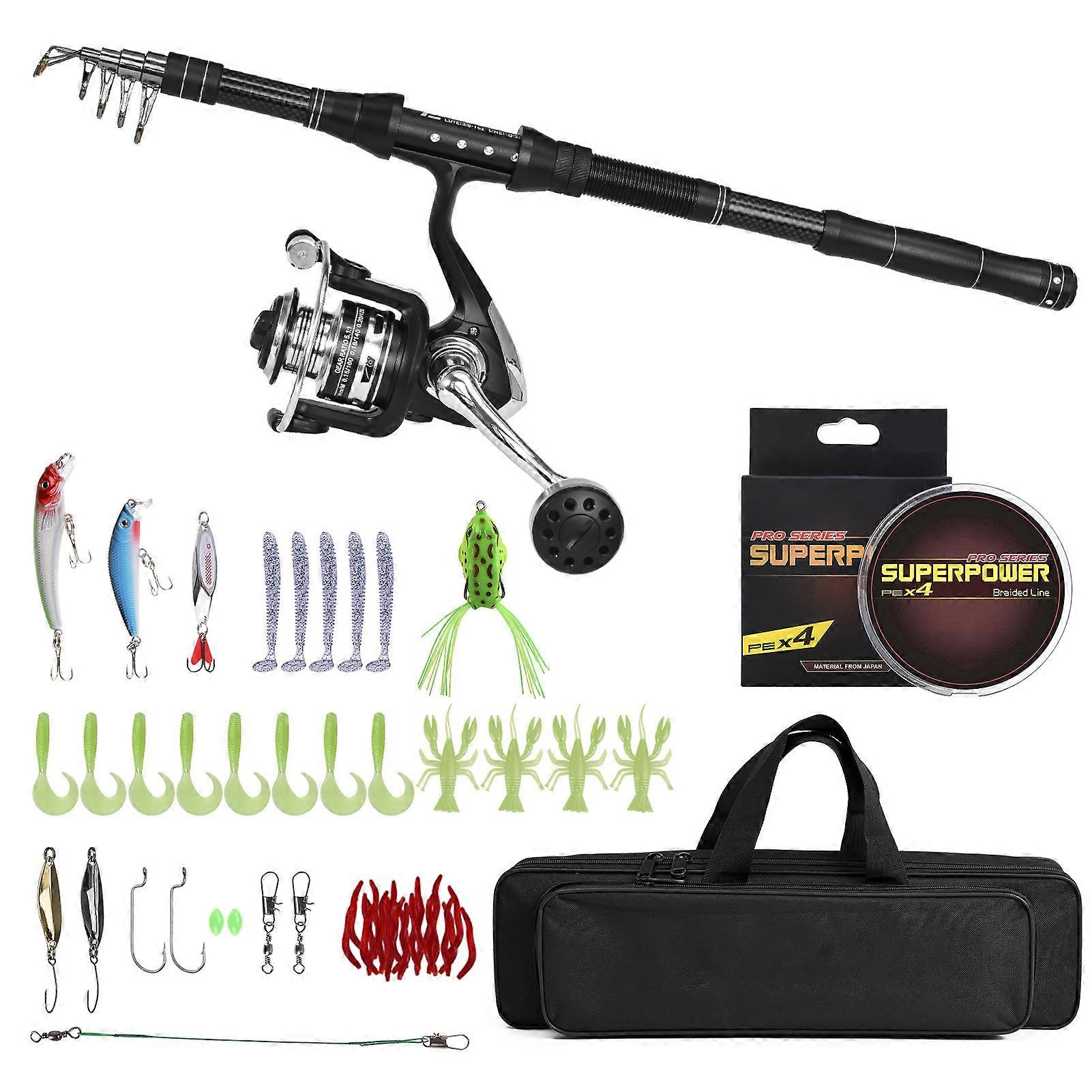 Fishing Rod and Reel Combo, Portable Fishing Pole with Fishing Line and Lure Carry Bag