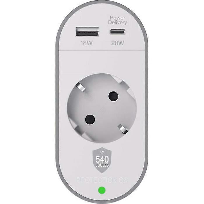 Protetor de surto 1 tomada + USB A+C 540J Gschuko
