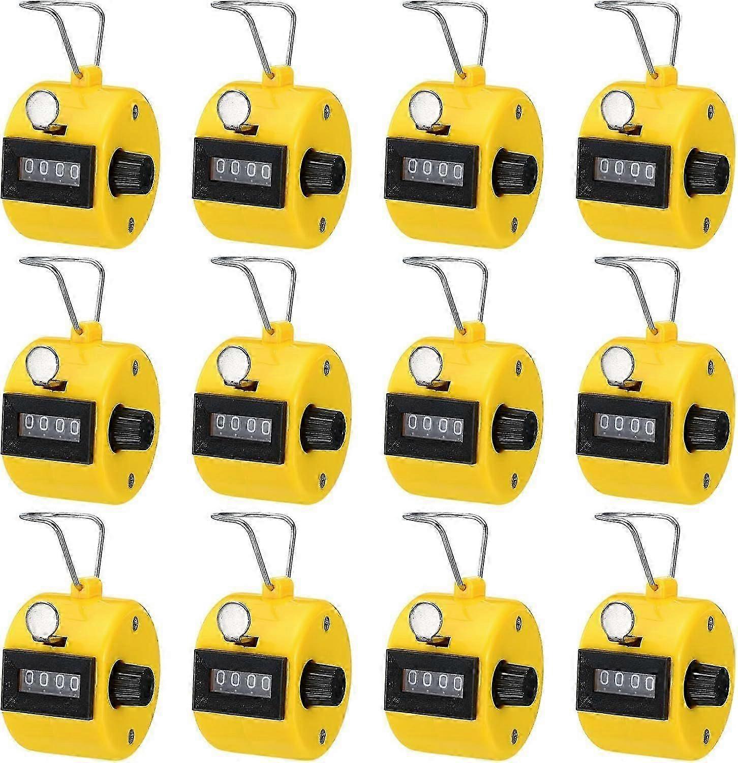 Counter, Counting Counter, 4 Digit Hand Counter, Handheld Plastic Small Gym Counter (Yellow)