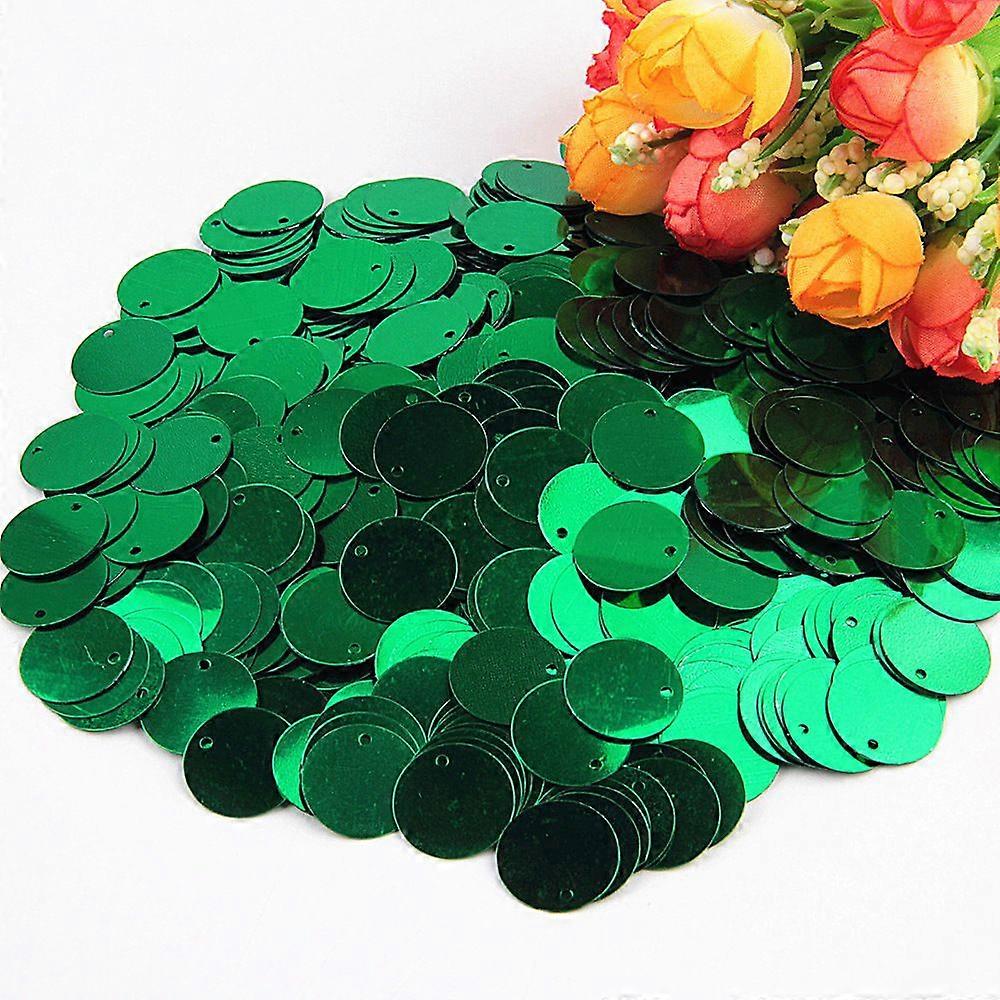 100pcs Round Sequins For Crafts Green Flat Round Sequins For Sewing and Embroidery DIY Sequin For Holiday Decorations