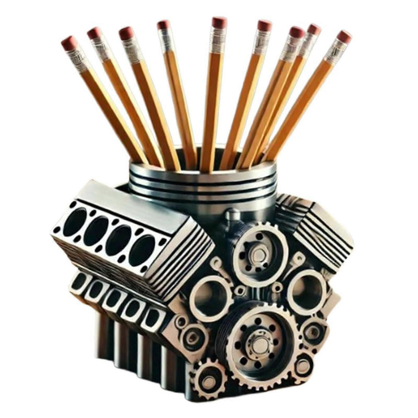 Pen Holder with V8 Engine Engine Block Desk Organizer 3D Printed Pen And Pencil Holder Model B Car Accessories