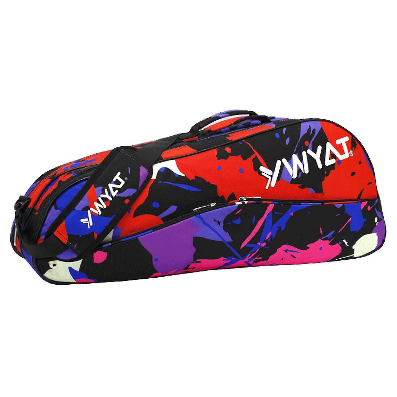 Badminton Bag, Holds 3-6 Rackets, Large Capacity, Racket Cover, Separate Shoe Pocket, Red, 73x18x30 CM