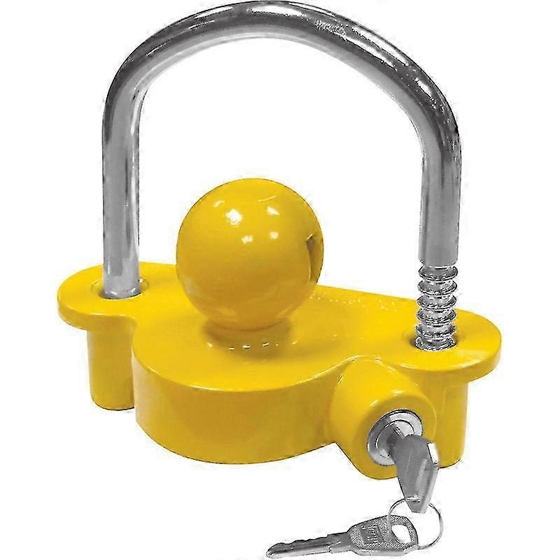 Universal Caravan Trailer Hitch Lock with Anti-Theft Padlock and Yellow 2-Key System