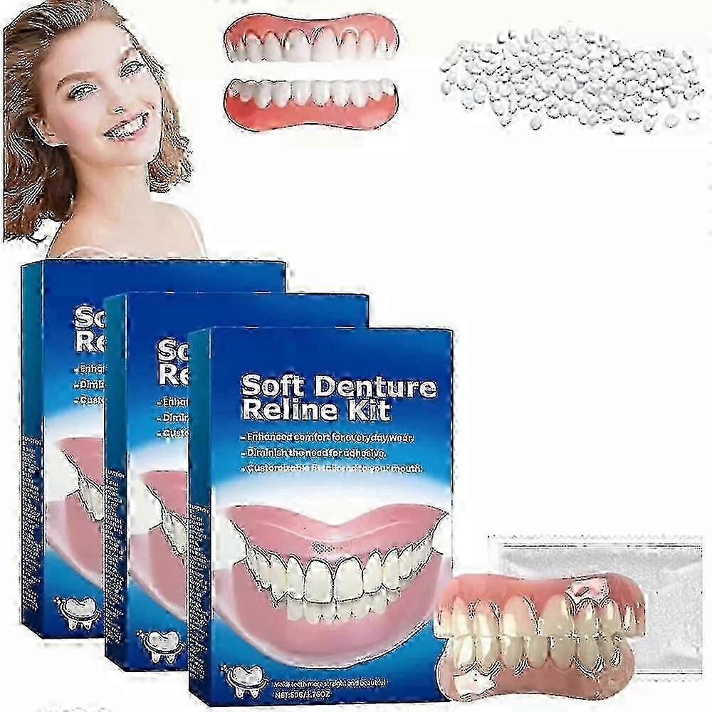 1-3x Perfect Fit Denture Silicone Reline Kit Soft Denture Reline for Men and Women