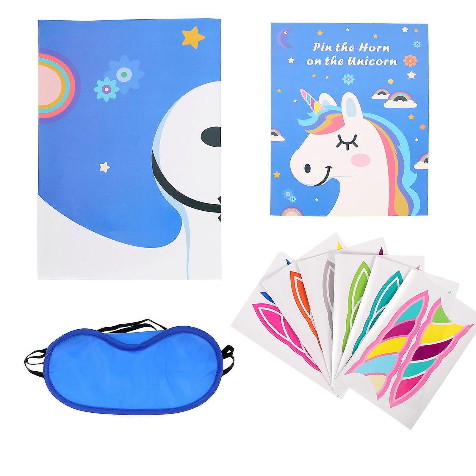 1 Set of Unicorn Birthday Favors Games Pin The Horn on the Unicorn Game Toy