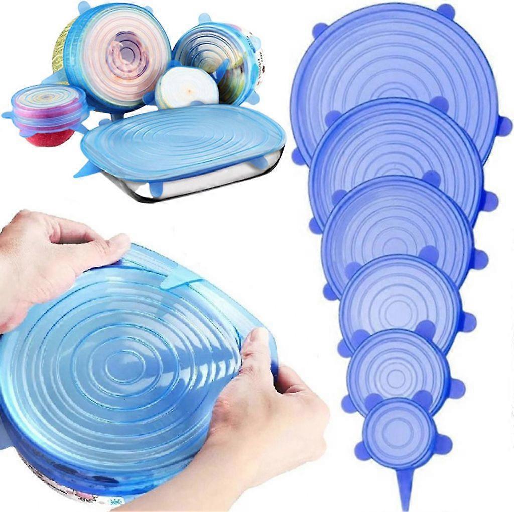 6-Piece Set Universal Lids Silicone Lids Jar Lids Set Size BPA Free Silicone Flexible