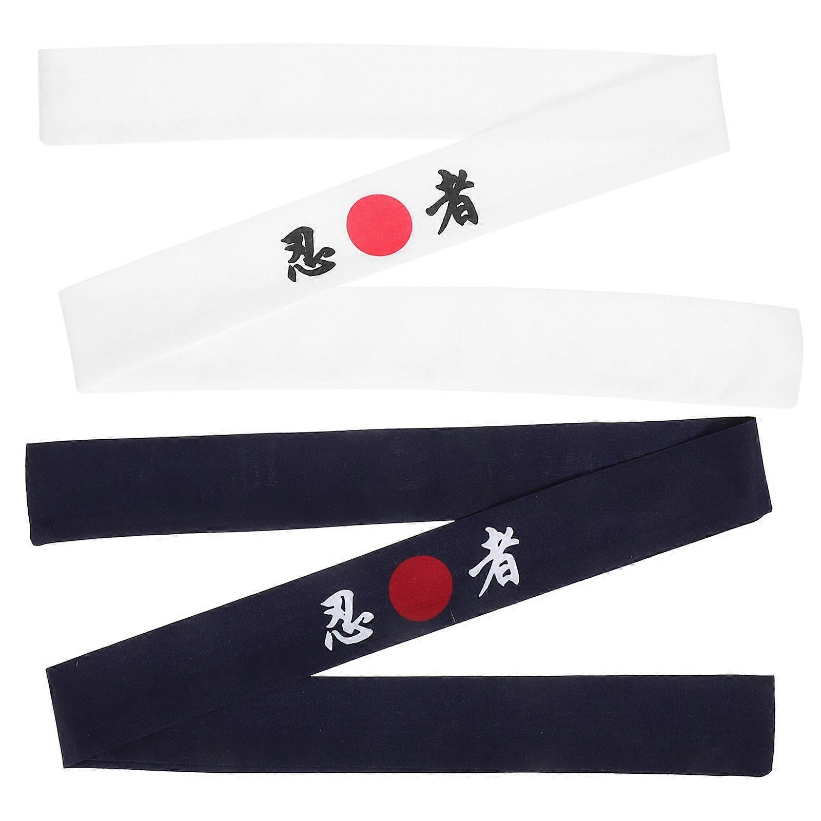 Japanese Headbands for Chefs – Comfortable, Breathable Bandanas for Kitchen, Sports, and Costume Use – Sweat Absorbing Long Design (2pcs)